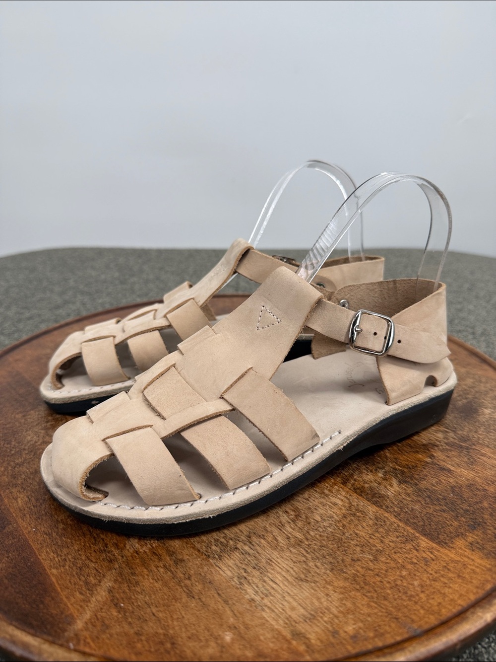 Jerusalem Sandal Wm 38 US 7 Daniel Beige Nubuck Leather Sport Fisherman Handmade